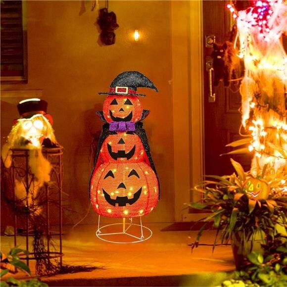 3.5FT Light Up Halloween Decoration, 60 LED Collapsible...